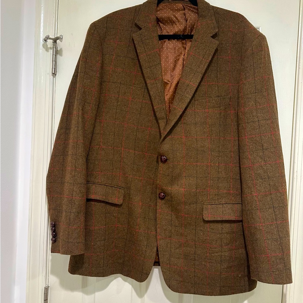 Gently Worn Brown Plaid Wool Blazer
